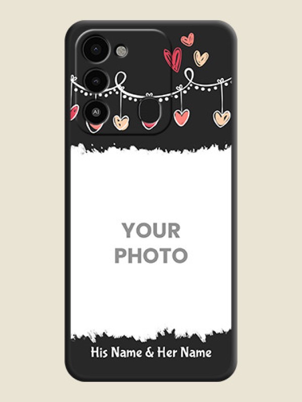 Custom Pink Love Hangings with Name on Space Black Custom Soft Matte Phone Cases - Tecno Spark 8C - alternate view