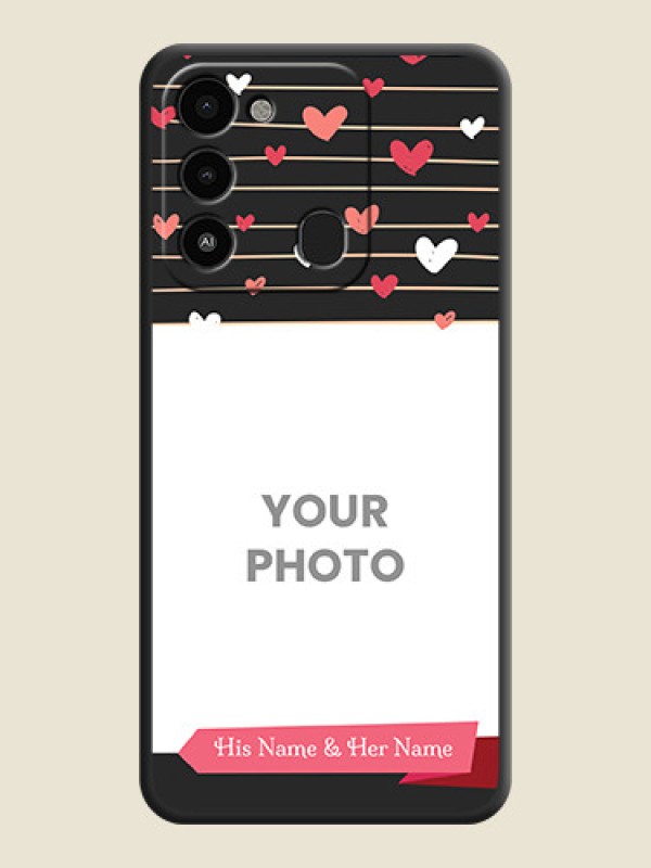 Custom Love Pattern with Name on Pink Ribbon  on Photo on Space Black Soft Matte Back Cover - Tecno Spark 8C - alternate view