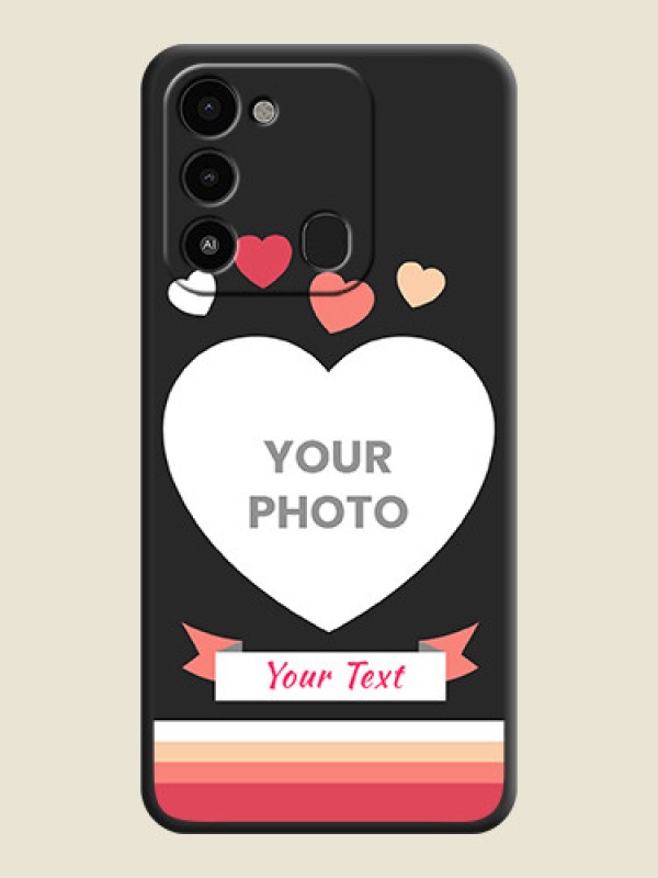 Custom Love Shaped Photo with Colorful Stripes on Personalised Space Black Soft Matte Cases - Tecno Spark 8C - alternate view