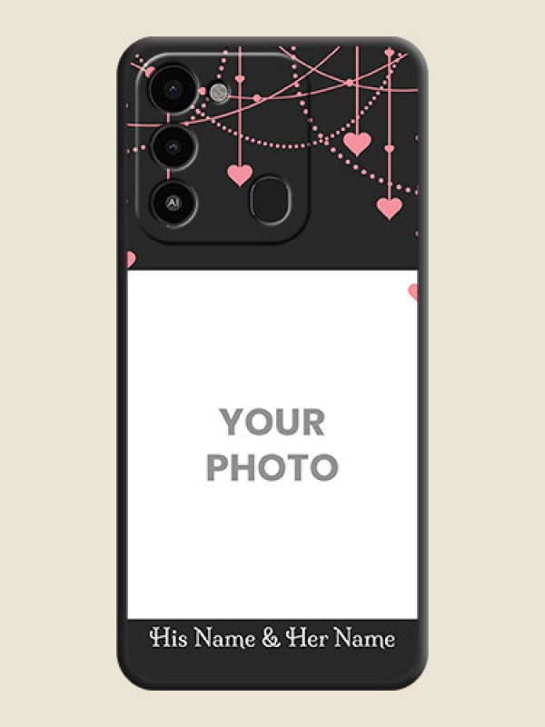 Custom Pink Love Hangings with Text on Space Black Custom Soft Matte Back Cover - Tecno Spark 8C - alternate view