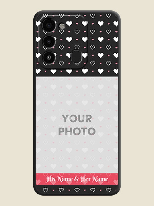 Custom White Color Love Symbols with Text Design on Photo on Space Black Soft Matte Phone Cover - Tecno Spark 8C - alternate view