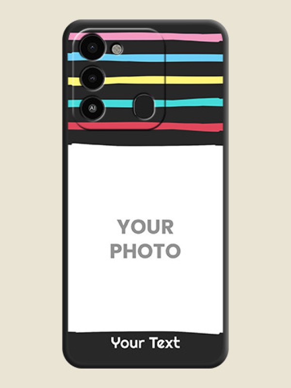 Custom Multicolor Lines with Image on Space Black Personalized Soft Matte Phone Covers - Tecno Spark 8C - alternate view