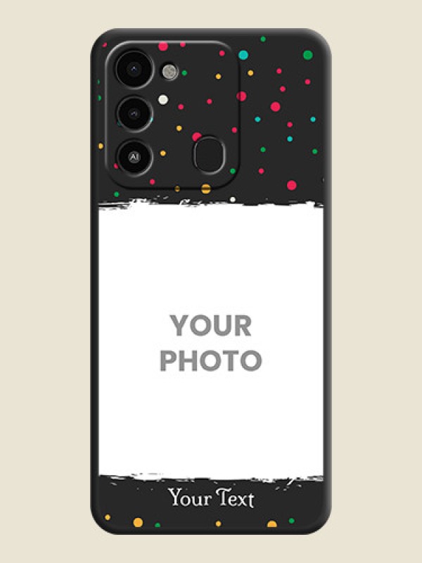 Custom Multicolor Dotted Pattern with Text on Space Black Custom Soft Matte Phone Back Cover - Tecno Spark 8C - alternate view