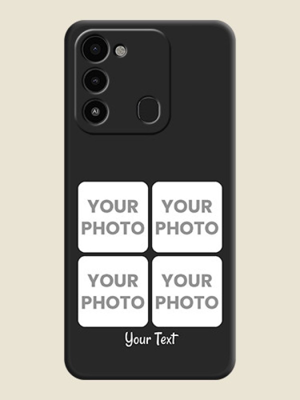 Custom Floral Art with 6 Image Holder on Photo on Space Black Soft Matte Mobile Case - Tecno Spark 8C - alternate view