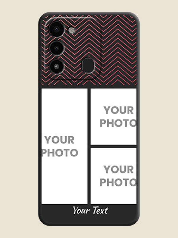 Custom Wave Pattern with 3 Image Holder on Space Black Custom Soft Matte Back Cover - Tecno Spark 8C - alternate view