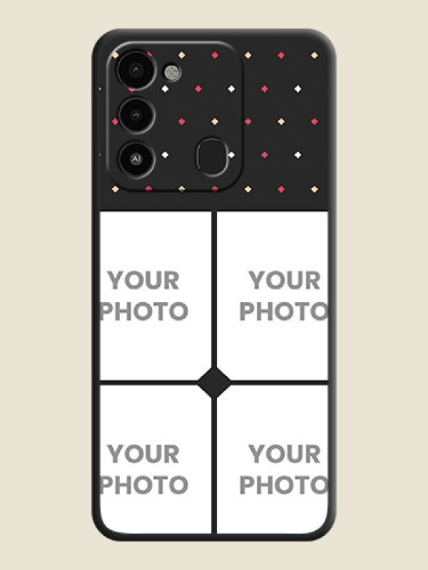 Custom Multicolor Dotted Pattern with 4 Image Holder on Space Black Custom Soft Matte Phone Cases - Tecno Spark 8C - alternate view