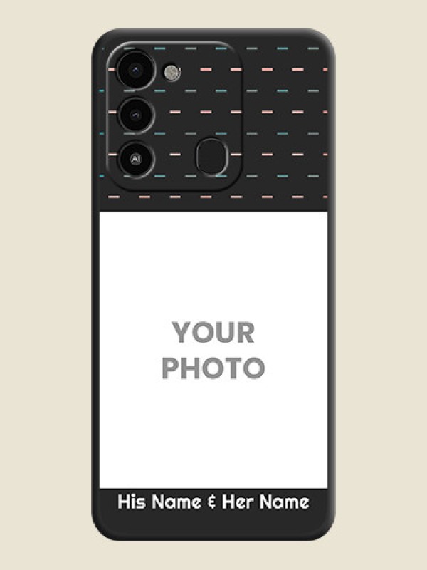 Custom Line Pattern Design with Text on Space Black Custom Soft Matte Phone Back Cover - Tecno Spark 8C - alternate view