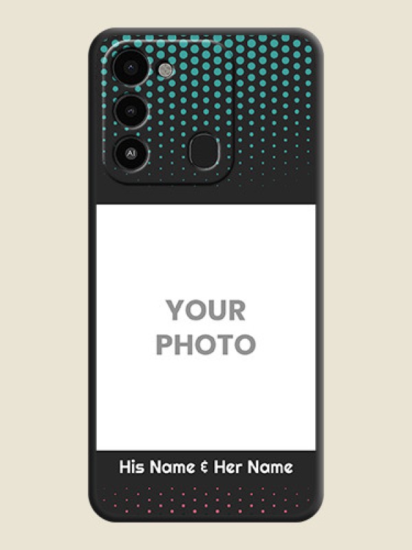 Custom Faded Dots with Grunge Photo Frame and Text on Space Black Custom Soft Matte Phone Cases - Tecno Spark 8C - alternate view