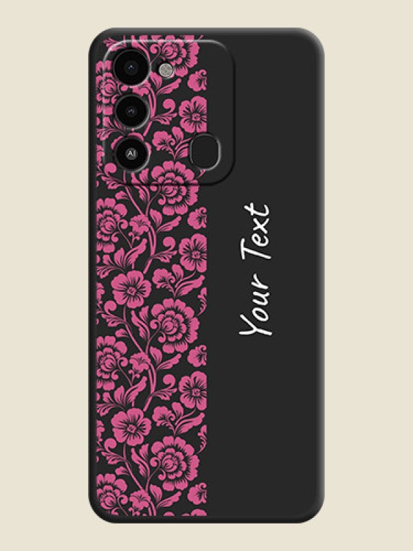 Custom Pink Floral Pattern Design With Custom Text On Space Black Personalized Soft Matte Phone Covers -Tecno Spark 8C - alternate view