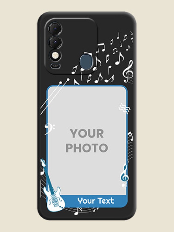 Custom Musical Theme Design with Text on Photo on Space Black Soft Matte Mobile Case - Tecno Spark 8T - alternate view