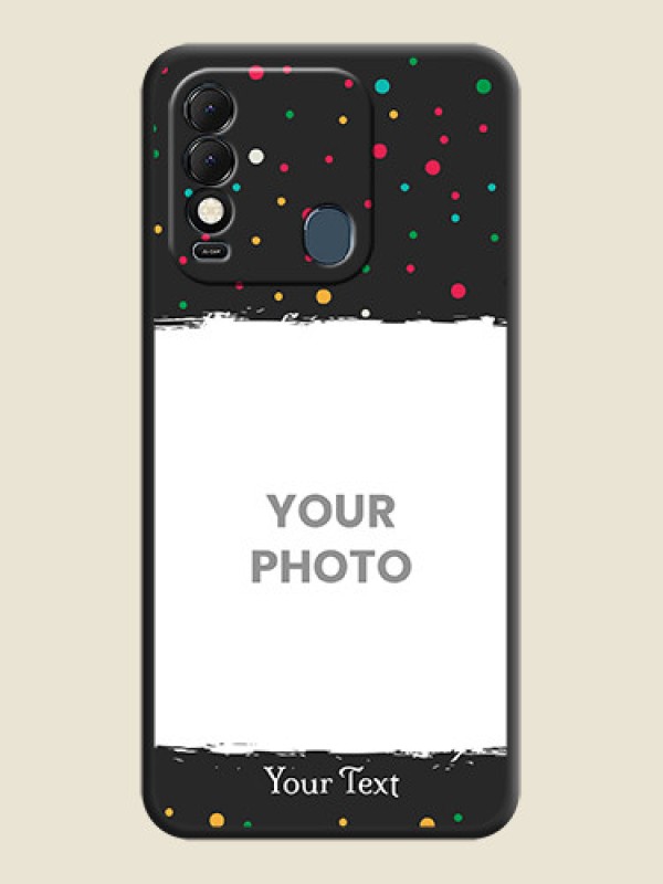 Custom Multicolor Dotted Pattern with Text on Space Black Custom Soft Matte Phone Back Cover - Tecno Spark 8T - alternate view
