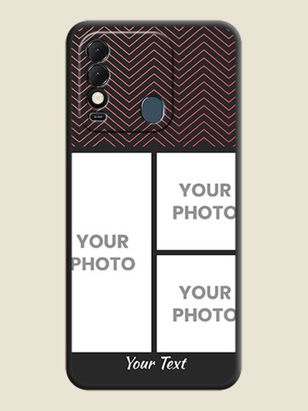 Custom Wave Pattern with 3 Image Holder on Space Black Custom Soft Matte Back Cover - Tecno Spark 8T - alternate view