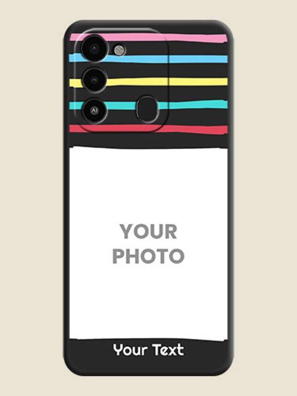 Custom Multicolor Lines with Image on Space Black Personalized Soft Matte Phone Covers - Tecno Spark 9 - alternate view