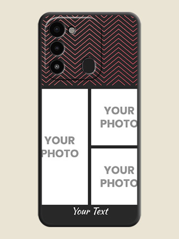 Custom Wave Pattern with 3 Image Holder on Space Black Custom Soft Matte Back Cover - Tecno Spark 9 - alternate view