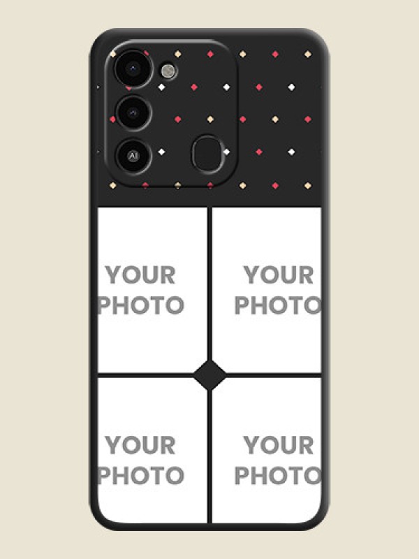 Custom Multicolor Dotted Pattern with 4 Image Holder on Space Black Custom Soft Matte Phone Cases - Tecno Spark 9 - alternate view