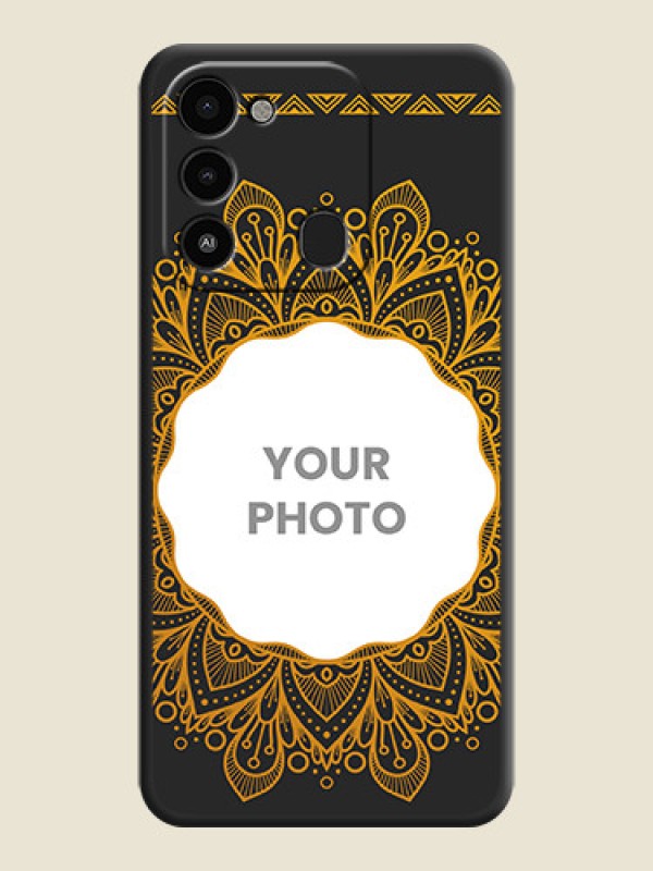 Custom Round Image with Floral Design on Photo on Space Black Soft Matte Mobile Cover - Tecno Spark 9 - alternate view