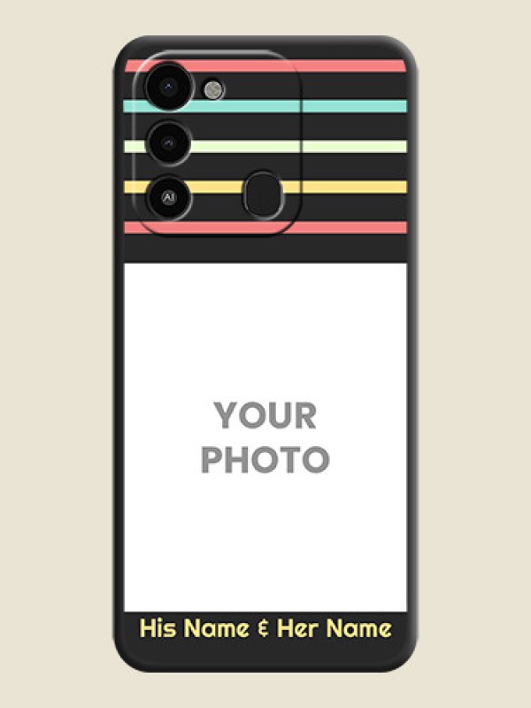 Custom Color Stripes with Photo and Text on Photo on Space Black Soft Matte Mobile Case - Tecno Spark 9 - alternate view