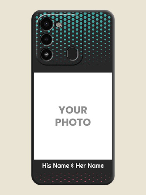 Custom Faded Dots with Grunge Photo Frame and Text on Space Black Custom Soft Matte Phone Cases - Tecno Spark 9 - alternate view