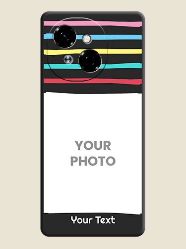 Custom Multicolor Lines with Image On Space Black Custom Soft Matte Mobile Back Cover - Spark Go 1 - alternate view