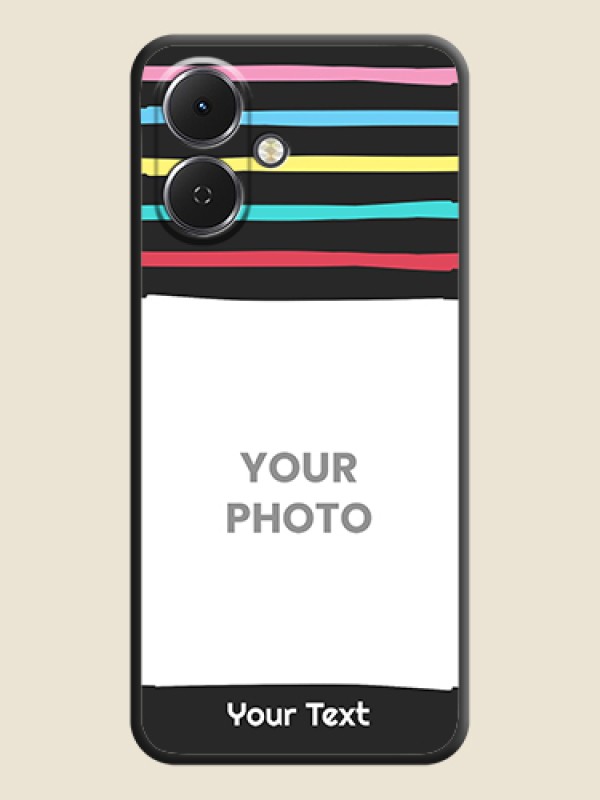 Custom Multicolor Lines with Image On Space Black Custom Soft Matte Mobile Back Cover - Tecno Spark Go 2 - alternate view