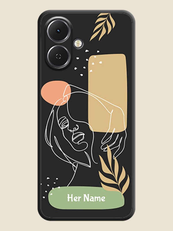Custom Custom Text With Line Art Of Women & Leaves Design On Space Black Custom Soft Matte Mobile Back Cover - Tecno Spark Go 2 - alternate view