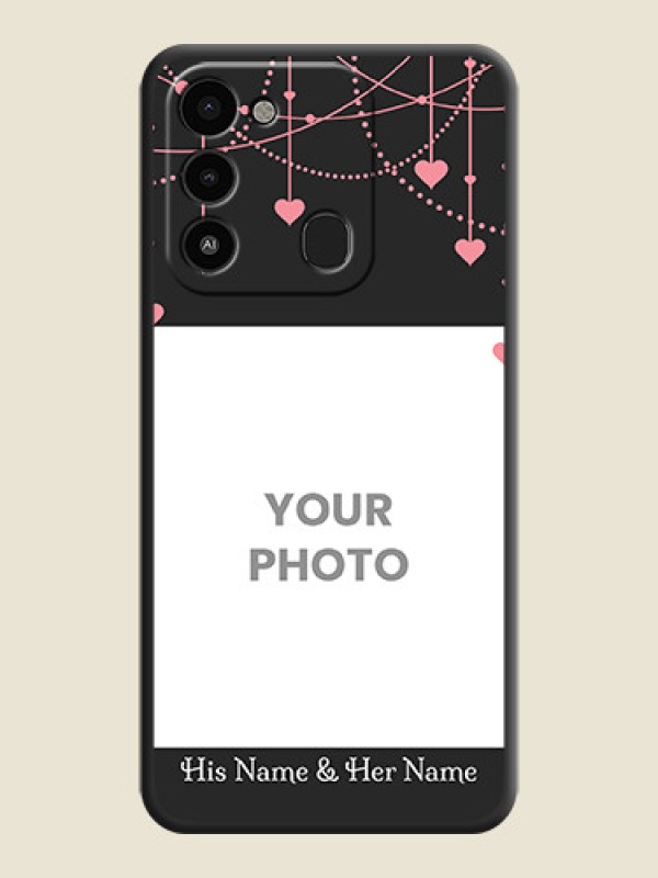 Custom Pink Love Hangings with Text on Space Black Custom Soft Matte Back Cover - Tecno Spark Go 2022 - alternate view