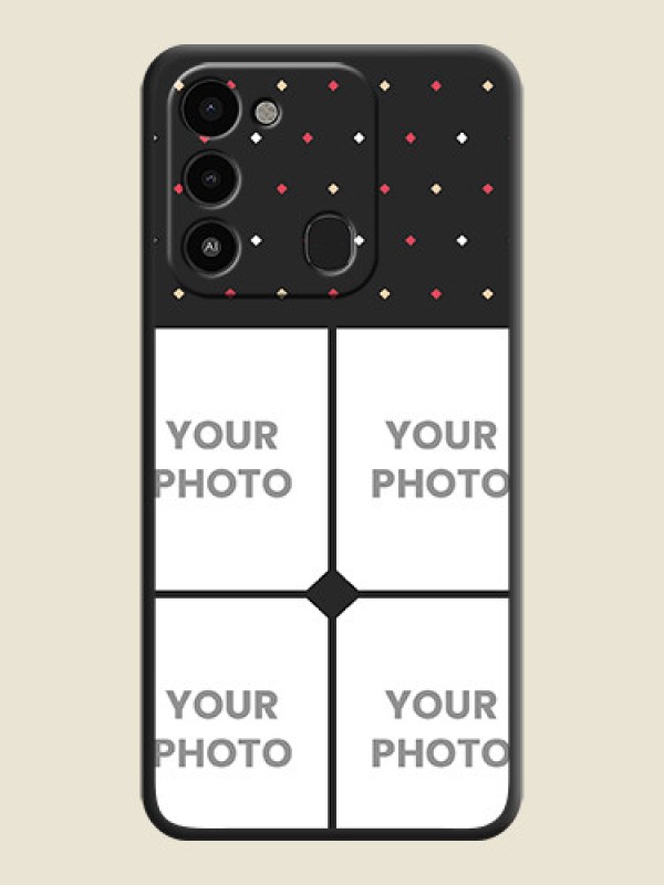 Custom Multicolor Dotted Pattern with 4 Image Holder on Space Black Custom Soft Matte Phone Cases - Tecno Spark Go 2022 - alternate view