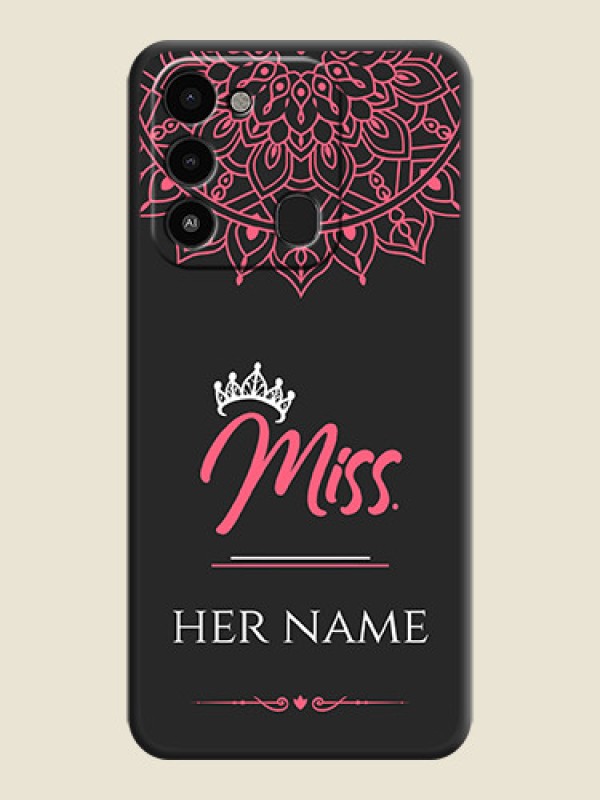 Custom Mrs Name with Floral Design on Space Black Personalized Soft Matte Phone Covers - Tecno Spark Go 2022 - alternate view