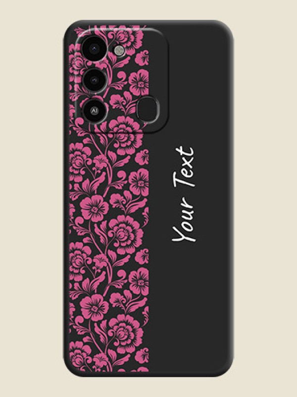 Custom Pink Floral Pattern Design With Custom Text On Space Black Personalized Soft Matte Phone Covers -Tecno Spark Go 2022 - alternate view