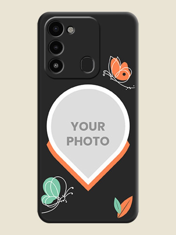 Custom Upload Pic With Simple Butterly Design On Space Black Personalized Soft Matte Phone Covers -Tecno Spark Go 2022 - alternate view