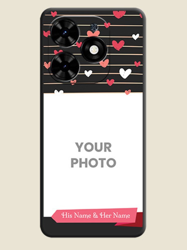 Custom Love Pattern with Name on Pink Ribbon - Photo on Space Black Soft Matte Back Cover - Tecno Spark Go 2024 - alternate view