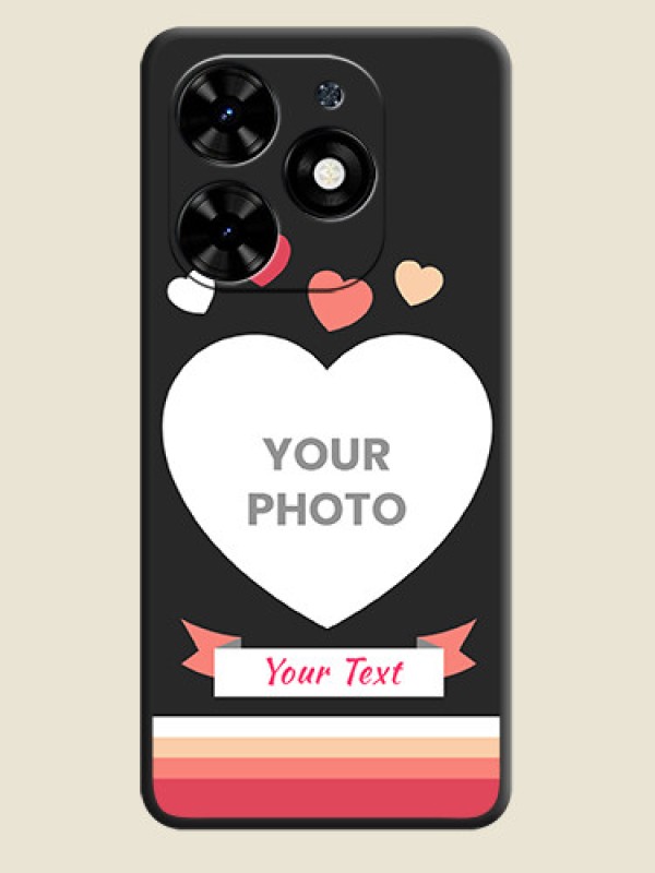 Custom Love Shaped Photo with Colorful Stripes on Personalised Space Black Soft Matte Cases - Tecno Spark Go 2024 - alternate view