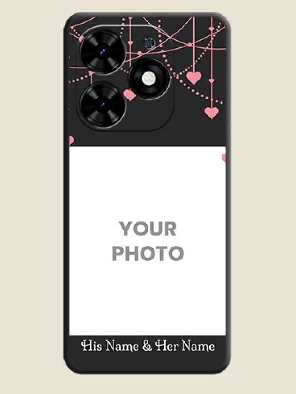 Custom Pink Love Hangings with Text on Space Black Custom Soft Matte Back Cover - Tecno Spark Go 2024 - alternate view