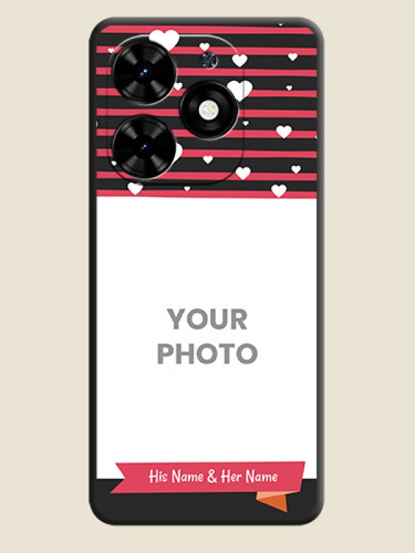 Custom White Color Love Symbols with Pink Lines Pattern on Space Black Custom Soft Matte Phone Cases - Tecno Spark Go 2024 - alternate view