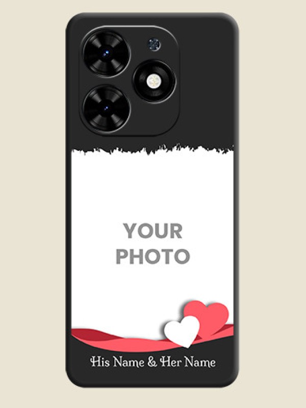 Custom Pink Color Love Shaped Ribbon Design with Text on Space Black Custom Soft Matte Phone Back Cover - Tecno Spark Go 2024 - alternate view