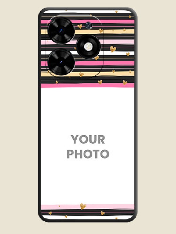 Custom Multicolor Lines and Golden Love Symbols Design - Photo on Space Black Soft Matte Mobile Cover - Tecno Spark Go 2024 - alternate view