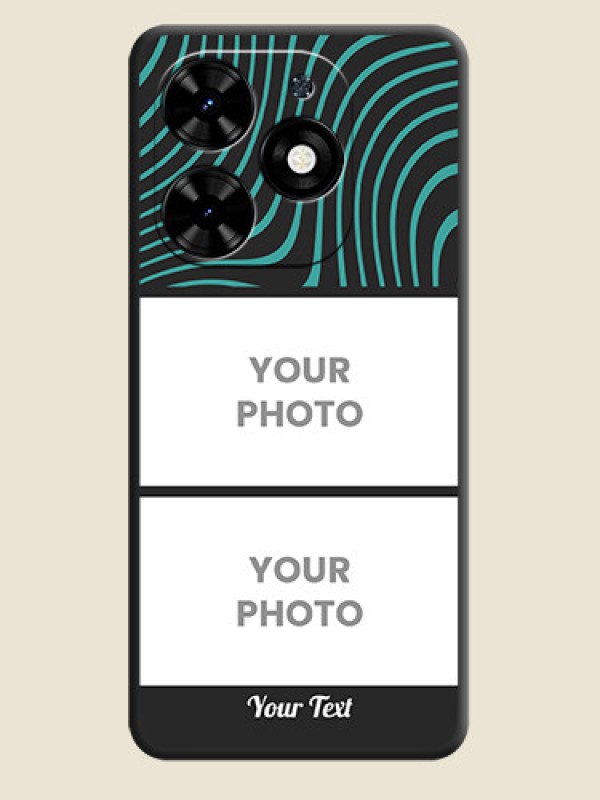 Custom Wave Pattern with 2 Image Holder on Space Black Personalized Soft Matte Phone Covers - Tecno Spark Go 2024 - alternate view