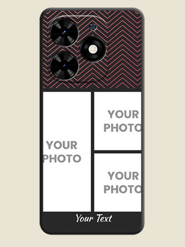 Custom Wave Pattern with 3 Image Holder on Space Black Custom Soft Matte Back Cover - Tecno Spark Go 2024 - alternate view