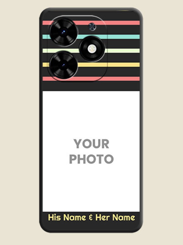 Custom Color Stripes with Photo and Text - Photo on Space Black Soft Matte Mobile Case - Tecno Spark Go 2024 - alternate view