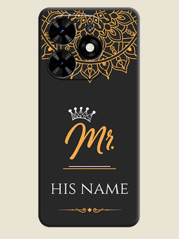 Custom Mr Name with Floral Design on Personalised Space Black Soft Matte Cases - Tecno Spark Go 2024 - alternate view