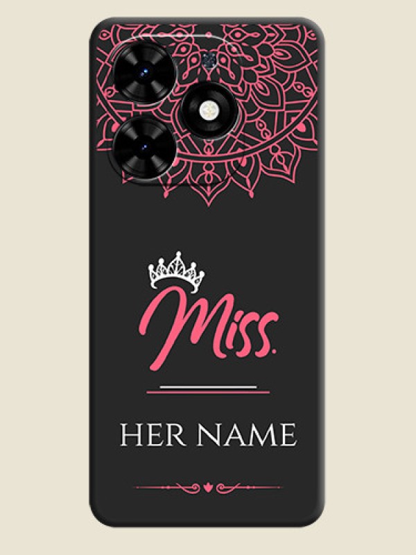 Custom Mrs Name with Floral Design on Space Black Personalized Soft Matte Phone Covers - Tecno Spark Go 2024 - alternate view