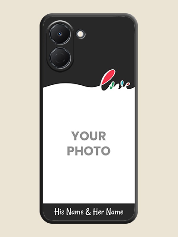 Custom Fall in Love Pattern with Picture on Photo On Space Black Custom Soft Matte Mobile Back Cover - Tecno Spark Go 3 - alternate view