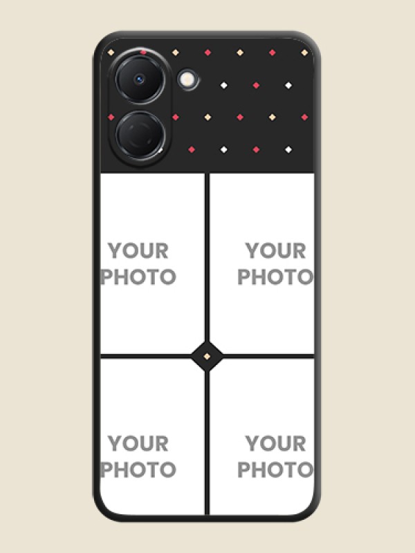 Custom Multicolor Dotted Pattern with 4 Image Holder On Space Black Custom Soft Matte Mobile Back Cover - Tecno Spark Go 3 - alternate view