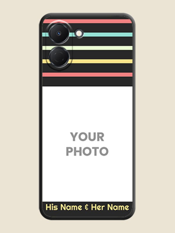 Custom Color Stripes with Photo and Text on Photo On Space Black Custom Soft Matte Mobile Back Cover - Tecno Spark Go 3 - alternate view