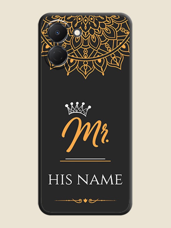 Custom Mr Name with Floral Design On Space Black Custom Soft Matte Mobile Back Cover - Tecno Spark Go 3 - alternate view