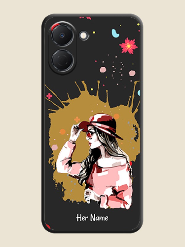 Custom Mordern Lady With Color Splash Background With Custom Text On Space Black Custom Soft Matte Mobile Back Cover - Tecno Spark Go 3 - alternate view