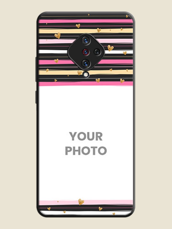 Custom Multicolor Lines and Golden Love Symbols Design - Photo on Space Black Soft Matte Mobile Cover - Vivo S1 Pro - alternate view