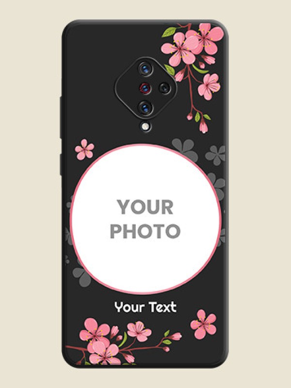 Custom Round Image with Pink Color Floral Design - Photo on Space Black Soft Matte Back Cover - Vivo S1 Pro - alternate view
