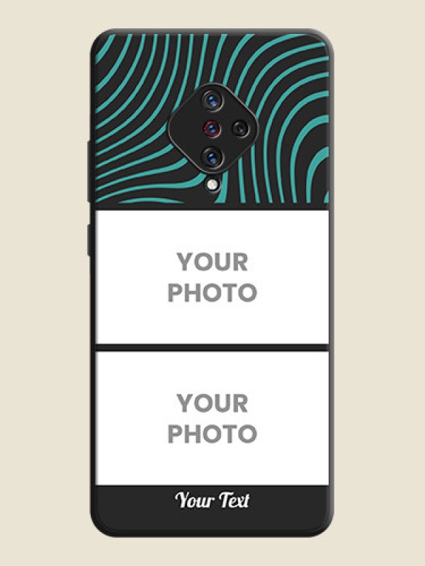 Custom Wave Pattern with 2 Image Holder on Space Black Personalized Soft Matte Phone Covers - Vivo S1 Pro - alternate view