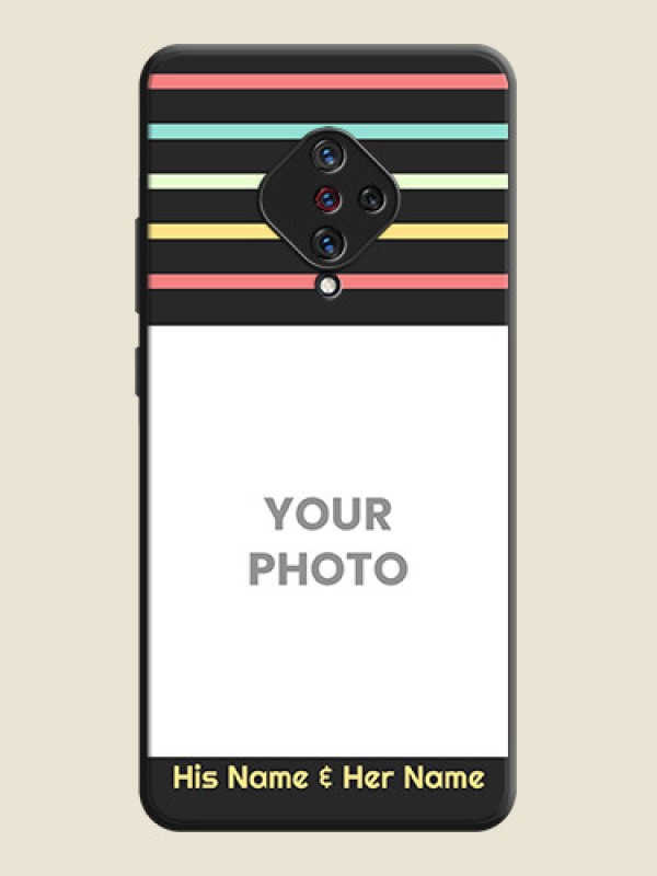 Custom Color Stripes with Photo and Text - Photo on Space Black Soft Matte Mobile Case - Vivo S1 Pro - alternate view